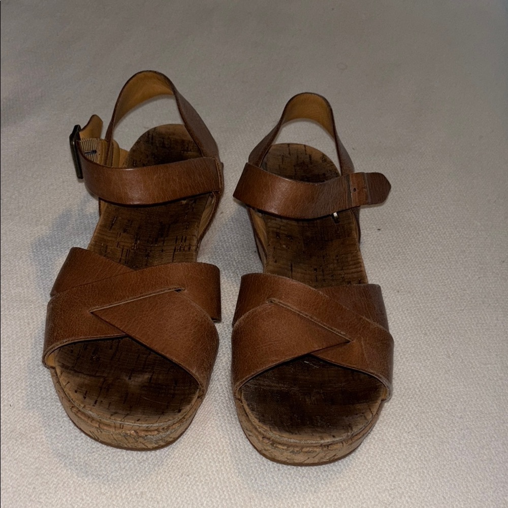 Brown  Kork-Ease Leather Women's wedge Sandals